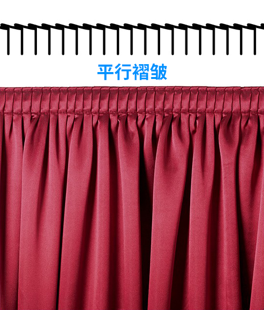 箱形\平行\刀形\捏形\按扣軌道等舞臺阻燃幕布褶皺類型概述介紹(附圖)